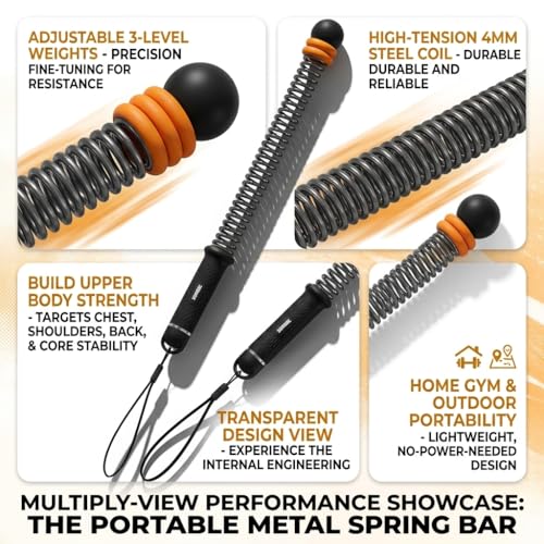 Weighted Ropeless Battle Ropes with Wrist Guards, Heavy Cordless Battle Rope Training Equipment for Home Gym, Spring Resistance Arm Workout Ropes, Non-Slip TPE Handles