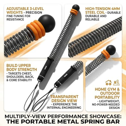 Weighted Ropeless Battle Ropes with Wrist Guards, Heavy Cordless Battle Rope Training Equipment for Home Gym, Spring Resistance Arm Workout Ropes, Non-Slip TPE Handles