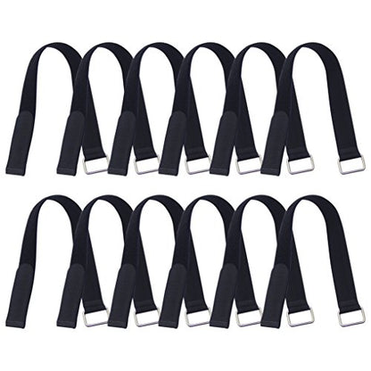 18 inch Extend Cable Strap and Adjustable Securing Strap with Buckle - 12 PCS Reusable Hook and Loop Fastening Nylon Cable Tie Wrap
