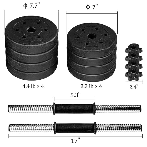 Yaheetech Adjustable Dumbbell Sets Free Weights for Women Men Beginner Dumbbells Changeable Home Gym Apartment Exercise & Fitness Equipment Black - size: 33 pounds
