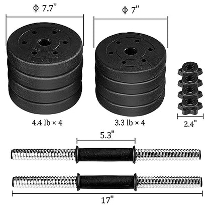 Yaheetech Adjustable Dumbbell Sets Free Weights for Women Men Beginner Dumbbells Changeable Home Gym Apartment Exercise & Fitness Equipment Black - size: 33 pounds