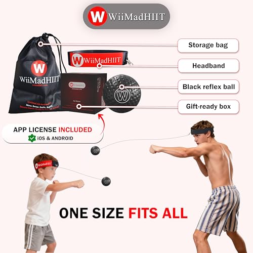 Boxing Reflex Ball with Punch Counter App, Fun Punch Game with Headband, Hand Eye Coordination Training | Boxing Equipment, Fitness Gift Ideas for Teen Boys and Anyone into MMA Training