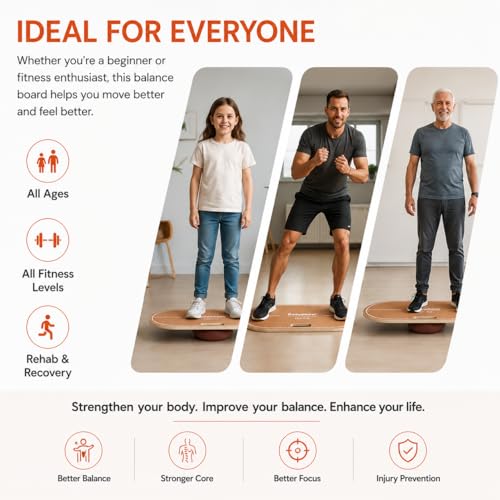 Standing Desk Balance Board - Lightweight & Portable 28"x13" Wobble Board for Active Standing, Improving Balance & Core Strength at Office or Home