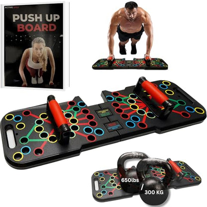 Push Up Board For Men & Women - Foldable Pushup Board For Home Gym & Office - 60+ Color Code With Multi-Functional Home Workout Equipment - ACTIVE APEX