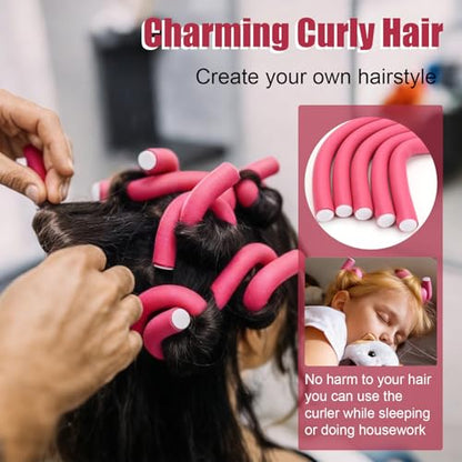 30Pcs Heatless Hair Curlers 7”x0.39“ Flexi Rods for Short Medium Long Hair - color: 7" x 0.39"
