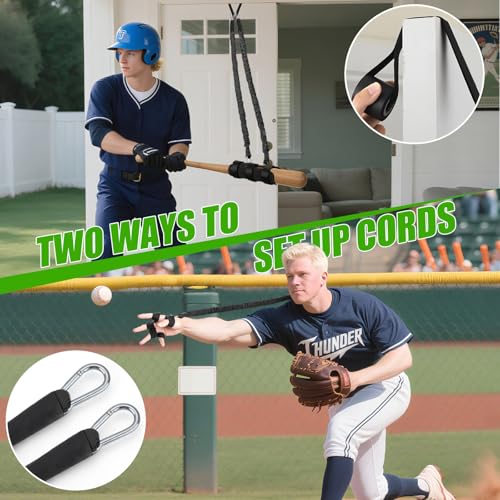 4PCS Baseball Exercise Bands with Interchangeable Grips, Baseball Resistance Trainer for Pitching & Throwing, Training Aid for Baseball Softball Pitchers to Build Arm Strength, Warm-Up
