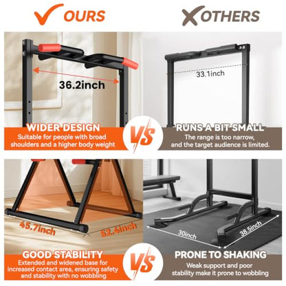 Power Tower Pull Up Dip Station Foldable, Pull Up Bar Station Adjustable, Multi-Function Home Gym, Strength Training Fitness Equipment, Triangular Design, for Home Outdoor
