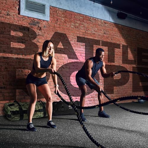 Yes4All 1.5/2 Inch Battle Ropes with Extra Protective Sleeve, Workout Ropes for Cross-Training Home Gym & Fitness Exercises, Strength Training - 30,40,50 Feet Lengths Available - color: B. 2 inch - 40 feet