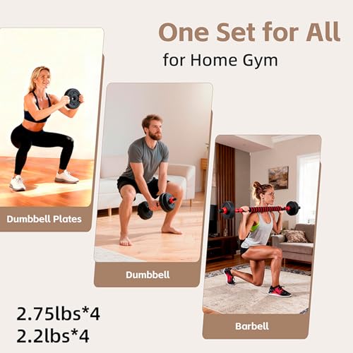 OLIXIS Adjustable Dumbbell Set, 4 IN 1 Changeable Dumbbells, Barbell, Kettlebells and Push Up Stand, Multi-Functional Exercise and Fitness for Home Gym