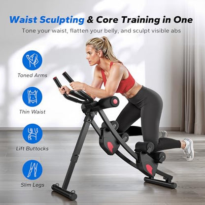 MERACH Ab Machine, Adjustable Ab Trainer Machine, AB Workout Equipment for Home Gym, Independent Dual Tracks for Mountain Climber, Foldable for Home Exercise, Load Capacity 440 LBS