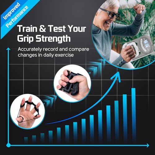 Grip Strength Tester Hand Dynamometer - Grip Strength Trainer Electronic Hand Gripper Strengthener Wrist Exerciser Meter Digital Training Gauge 265 Lbs / 120 Kgs for Sport School Home Use - color: Gray