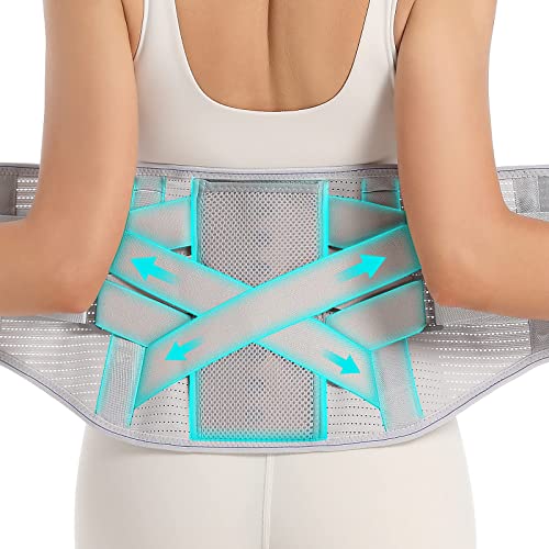 Back Brace for Lower Back Pain - Lumbar Support with Bionic Support System, Adjustable Belt for Men Women, Relieves Sciatica, Herniated Disc, Scoliosis, Posture Correction for Workout, Daily Use, Heavy Lifting(Grey,Medium) - color: Grey, size: Medium