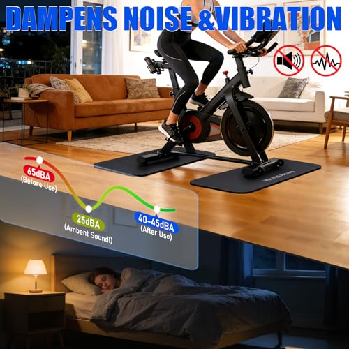 TOBWOLF Non-Slip Mat Compatible with Peloton Bike, Concept 2 Rowing Machine - color: 6mm Vibration Absorbing Exercise Bike Mat