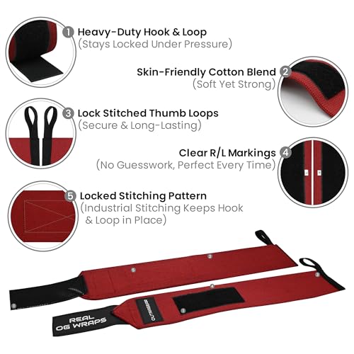 18" OG-Grade Wrist Wraps for Weightlifting – Heavy Duty Wrist Support with Thumb Loop & Lockdown Strap – Wrist Straps for Powerlifting, Bench Press & Gym Training - color: Viva Her