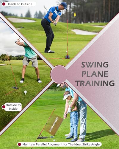 Golf Alignment Stick, Golf Swing Trainer with Angle Plate/Holder Sets, Posture Corrector Golf Trainging Aid, Swing Plane Trainer for Aiming, Putting, Swing/Golf Practice Tools