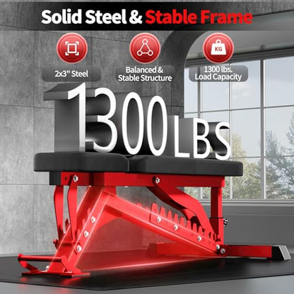 JEEKEE Adjustable Weight Bench, 40" Extended Backrest for Tall Lifters up to 6'5", 1300LBS Weight Capacity and 44 Adjustable Positions Bench for Garage and Home Gym Workouts