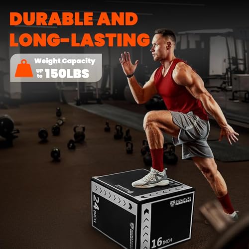 Fitvids Plyo Box, 3-in-1 Foam Plyometric Jump Box, 16”x20”x24” Box Jump for for Home Gym Training Fitness Workout Exercise