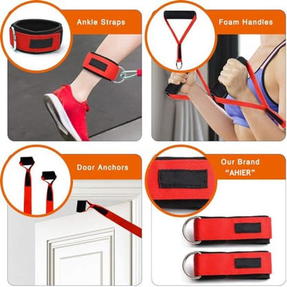 14PCS Resistance Bands Set, Exercise Bands for Men & Women, 20lbs to 40lbs Workout Bands, Elastic Resistance Bands with Door Anchor, and Ankle Straps for Training, Yoga