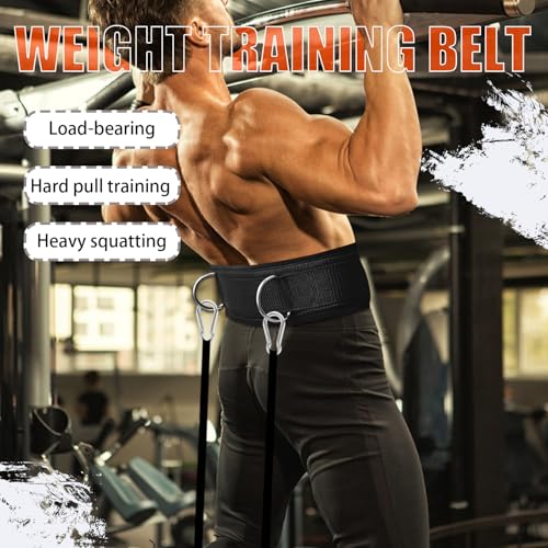 Waist Resistance Belt Neoprene Padded Belt with Rings Gym Pulley Strap for Cable Machines Fitness Exercise Resistance Training