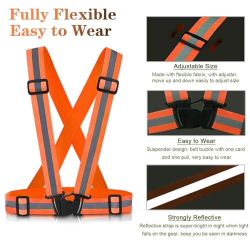 Reflective Vest Running Gear, 2-10Pack High Visible Safety VES - color: 2 x Orange