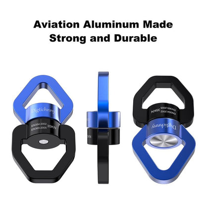 2 Pack Swing Swivel, 35KN Aluminium Alloy Swivel Hook for Swing, Swing Spinner for Children's Swing,Aerial Yoga,Web Tree Swing,Hanging Hammock Indoor Outdoor(Black-Blue with 4 Carabiners) - style: Black Blue-2 Pack with 4 Carabiners