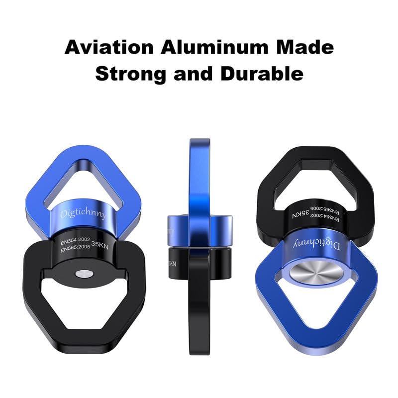 Swing Swivel Hanger, Aluminium Alloy 35KN Swing Spinner, Swivel Hooks for Children's Swing,Aerial Yoga,Web Tree Swing,Hanging Hammock Indoor Outdoor(Black-Blue with 2 Carabiners) - style: Black Blue-1 Pack with 2 Carabiners