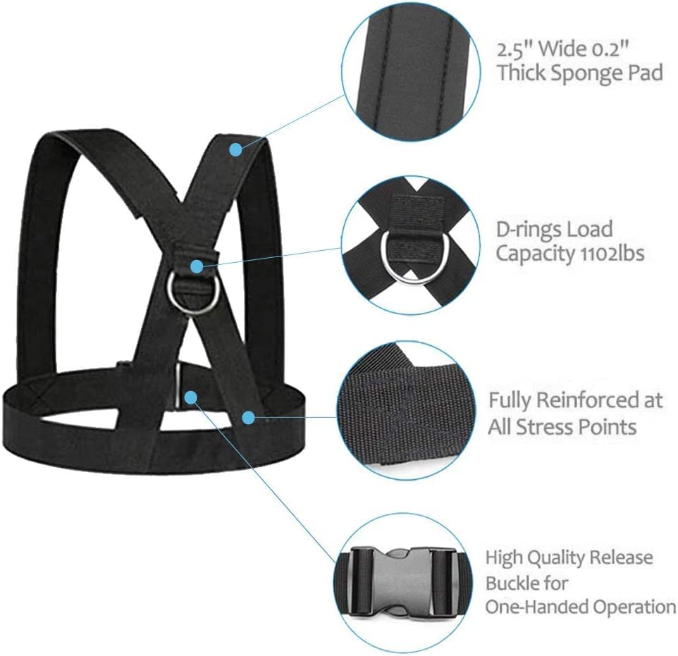 Sled Harness, Weight Speed Tire Pulling Workout Resistance and Assistance Trainer Physical Training Rope Football Exercise Equipment for Outdoor Indoor Men and Women