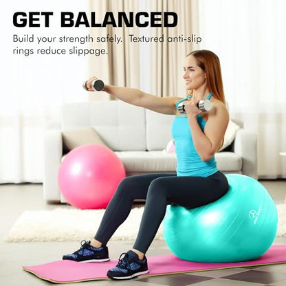 ProBody Pilates Yoga Ball - Vibrant Colors Exercise Ball - color: Turquoise, size: M: 19-22" (55 cm)