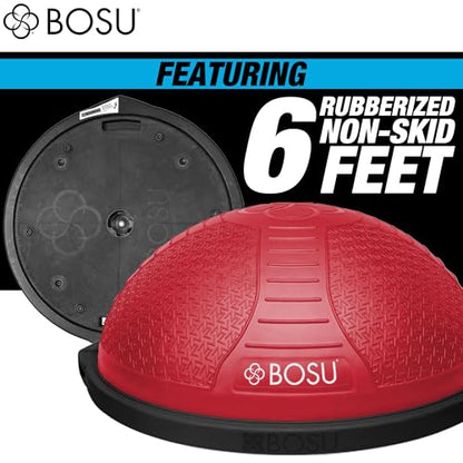 BOSU Nexgen Balance Trainer, Half-Ball Training Equipment, 65 cm Diameter, 300 lb Capacity - Burst-Resistant Stability Exercise Tool w/Non-Slip Base, Includes Hand Pump, Commercial-Grade - color: Neon Flare/Black