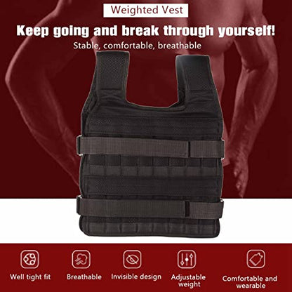 Adjustable Weighted Vest, 15kg Capacity Breathable Workout Vest Fitness Strength Training Jacket with 32 Pockets for Men Women