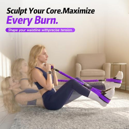 Pedal Resistance Band with Handle, 90LBS Adjustable Exercise Band - color: Purple