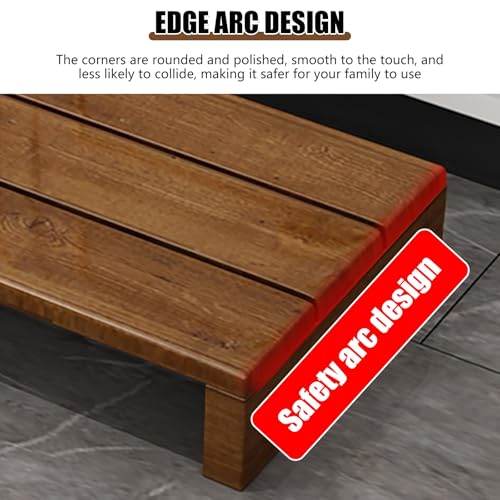 Solid Wood Step Stool,Non-Slip Platform Step Safety Step,Portable Wooden Stand up,Long Footstool Helper,High Load Capacity,for Deck Bathroom Garages Long Solid Wood Step Stool(Wood Color,60x30x15cm)