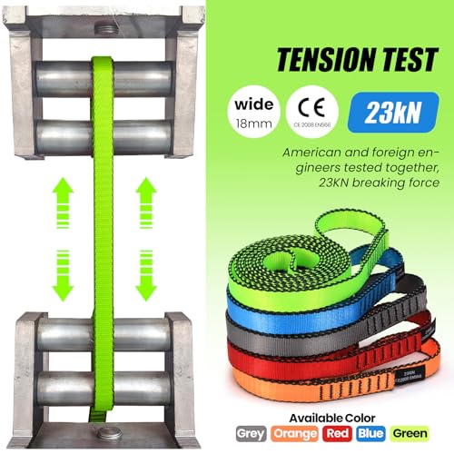 18MM Nylon Climbing Slings Runners 23 kN Strong Webbing Straps for Rock Climbing, Rappelling, Swing, Yoga Hammock etc - color: 2PCS Green, size: 24inch/60cm