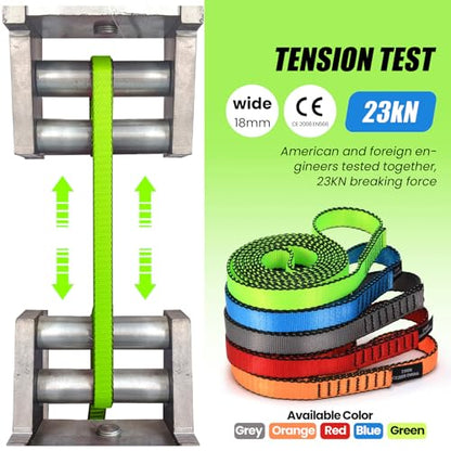 18MM Nylon Climbing Slings Runners 23 kN Strong Webbing Straps for Rock Climbing, Rappelling, Swing, Yoga Hammock etc - color: 2PCS Green, size: 24inch/60cm