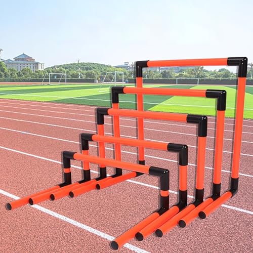 Height Adjustable Hurdles, Agility Training Hurdles Set, 5 Adjustable Height Hurdles with 360° Rotation, Perfect for Track and Football Speed Drills, Red