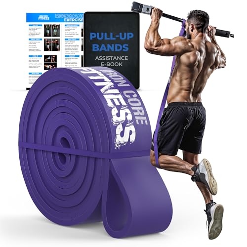 Pull Up Assistance Resistance Bands - Long Loop Power Bands for Men and Women - Strength Power Flexibility Training at Home & Gym - Ebooks & Workout Chart Included by Iron Core Fitness - color: #7 Purple