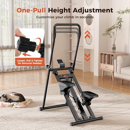 Sportneer Foldable Stair Stepper for Home Gym, Adjustable Resistance, Vertical Climber with Handlebar, Extended Step Range for Full-Body Workouts with 440lbs Weight Capacity