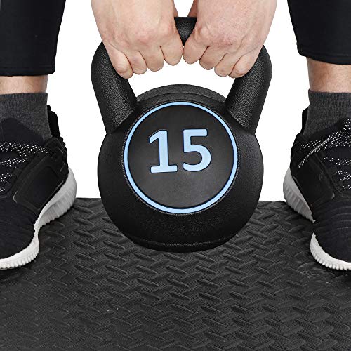 4-Piece Kettlebells Weights Set, Wide Grip Strength Training Soft Kettlebell, Exercise Fitness Concrete Weight, Full Body HIIT Workout, Weights for Women at Home 5 lbs 10 lbs 15 lbs and 20 lbs lb Dumbbells