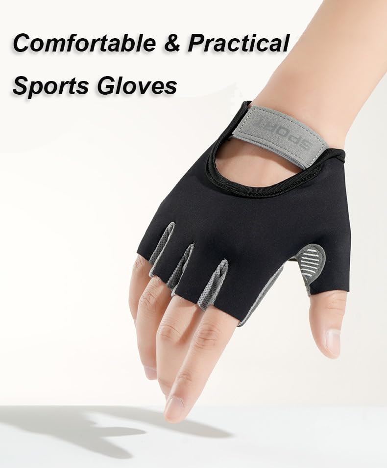 Workout Gloves for Men Women Exercise Gloves for Weight Lifting Fitness Cycling Gym Training with Grip Cushion Pads - color: Black