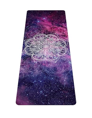 nuveti Printed Travel Yoga Mat-1/16 Inch Thick Non Slip Fitness Workout Mat with Carrying Bag, Foldable Lightweight Suede & Natural Rubber Yoga Mat for Yoga Pilates and Fitness 72" L x 24" W x 1.5mm - color: HaoHan-New
