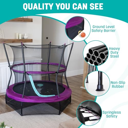 Skywalker Trampolines 60" No-Spring Design Mini Trampoline for Kids and Toddlers with Enclosure Net - color: Purple