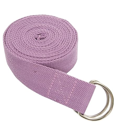 Everyday Yoga Strap with Metal D-Ring Athletic Stretching, 6ft/8ft/10ft - color: Lilac, size: 10 Foot