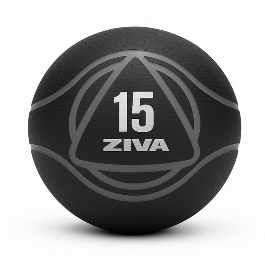 ZIVA Medicine Ball – Durable Rubber Weighted Ball with Easy-Grip Textured Shell for Core, Balance and Strength Training – Commercial Quality (Black, 4–20 lb) - style: 15lb Black+Gray