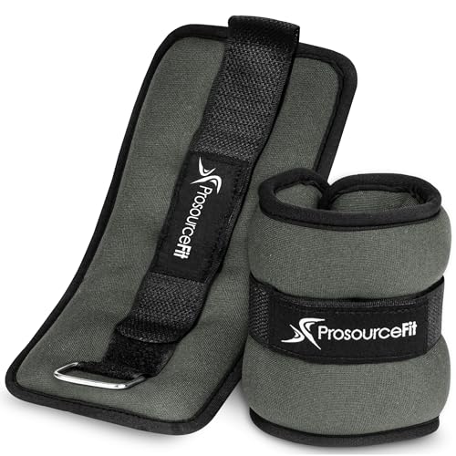 ProsourceFit Ankle/Wrist and Arm/Leg Weights Set of 2, Adjustable Strap 1 lb-5 lb, Adjustable Weight 15 lb, 10 lb, 7 lb for Men and Women - color: Grey, size: 2lb