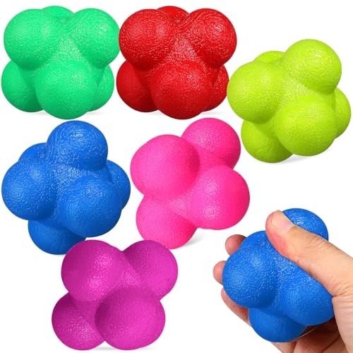 Veemoon 6 Pcs Reaction Balls Hexagonal Agility Training Balls for Hand-Eye Coordination Reflex Improvement Sports Exercise Fitness