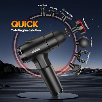 AERLANG Massage Gun with Heat Deep Tissue Back Massager Neck Massager for Pain Relief,Muscle Percussion Massage Gun, Birthday Gifts for Men Women Dad him Handheld Message Gun with 7Heads&Silent - color: Black