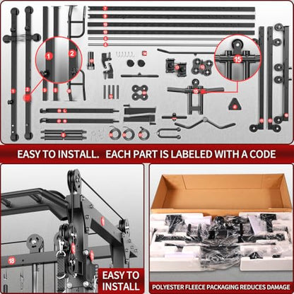 Power Rack Power Cage Multi-Function Squat Rack with Cable Crossover System Selectable More Training Attachment Power Rack for Garage & Home Gym