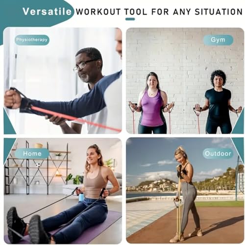 Workout Exercise Band, Fitness Pull Rope Yoga Band with Comfort Handles, Perfect for Home Fitness Training - color: Red
