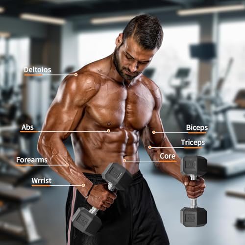 Dumbbell Set 15 lb-550 lb, Rubber Hex Free Weights Without Rack, Heavy-Duty Home Gym Equipment for Strength Training, Muscle Building and Full Body Workouts - style: 5lb & 10lb pair