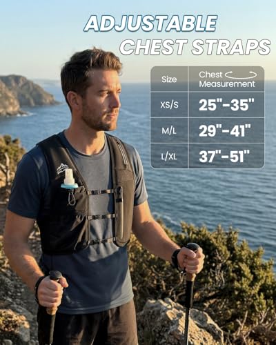 Running Vest for Women Men, Adjustable Running Phone Holder Vest, USA Original Patent, Running Hydration Vest with 500ml Soft Flask, Reflective Running Backpack for Hiking Cycling - size: Medium-Large
